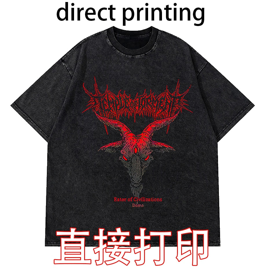 Vintage Washed Tshirts Anime T Shirt  direct printing