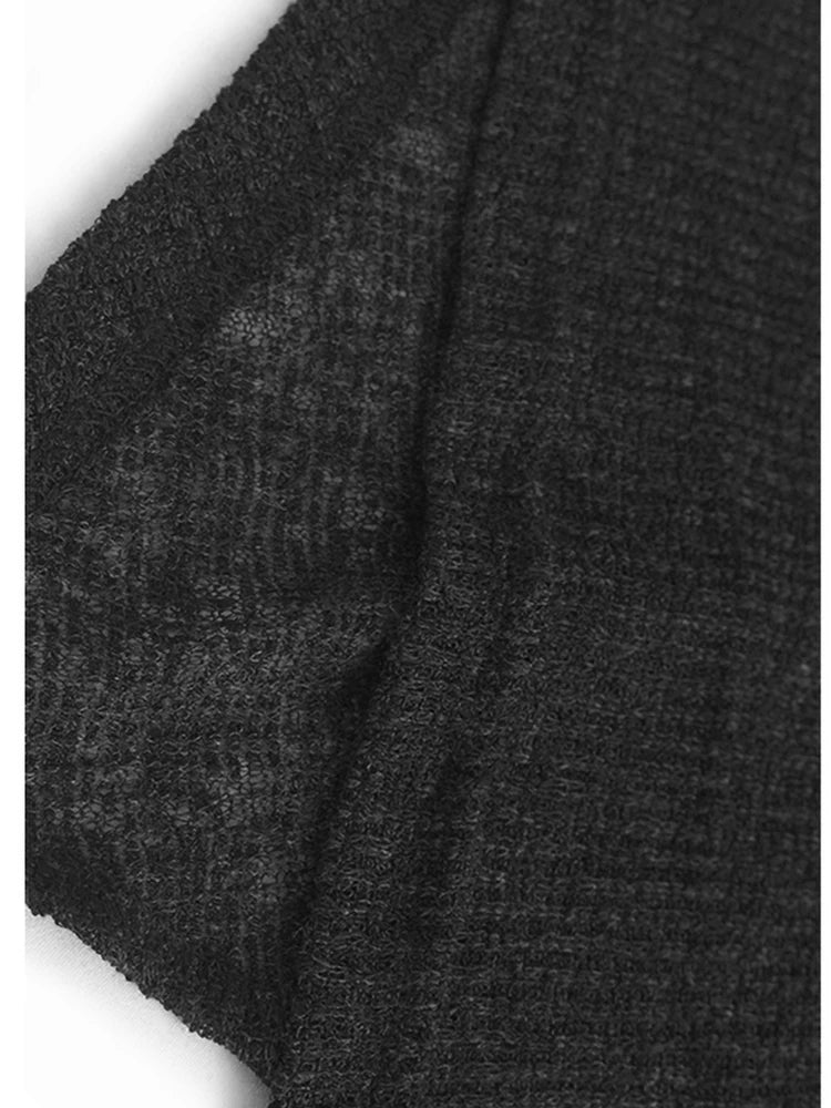 Women Black Thin Perspective Big Size Irregular T-shirt New Round Neck Short Sleeve Fashion Spring Summer 2025 1DJ1127