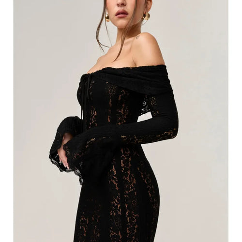 Load image into Gallery viewer, Autumn/Winter Fashion Slash Neck Sexy Tight Dress Women 2025 New Strapless High Waist Tailored Dress Party Evening Dress
