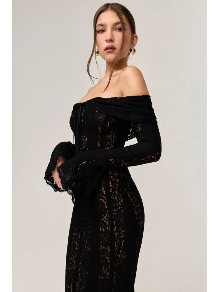 Autumn/Winter Fashion Slash Neck Sexy Tight Dress Women 2025 New Strapless High Waist Tailored Dress Party Evening Dress