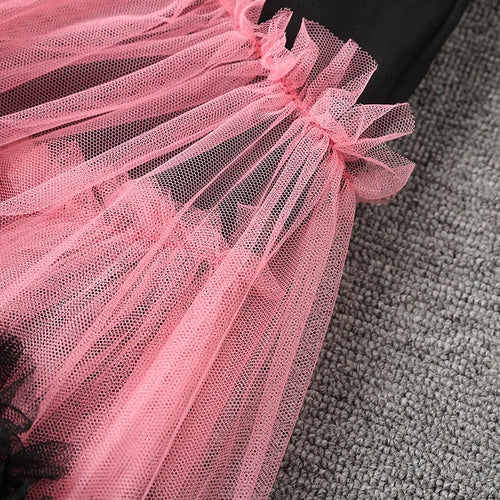 Load image into Gallery viewer, Women Balck Mesh Ruffles Irregular Big Size Mini Dress New Round Neck Long Sleeve Fashion Tide Spring Autumn 2025 CPG3045
