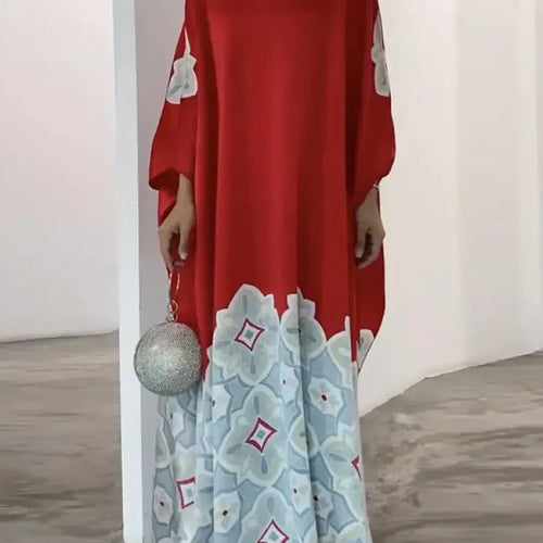 Load image into Gallery viewer, Spring Summer Printed Evening Party Dresses Vintage Elegant Long Sleeves Loose Muslim Robe Dress for Women
