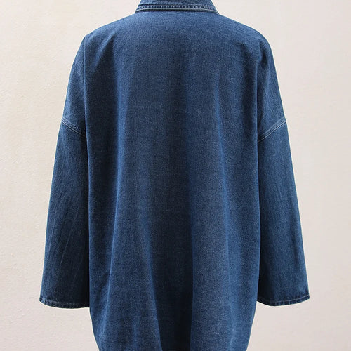 Load image into Gallery viewer, Blue Denim Thick Pocket Big Size Casual Jacket New Lapel Long Sleeve Women Coat Fashion Tide Spring Autumn 2025 CP2074
