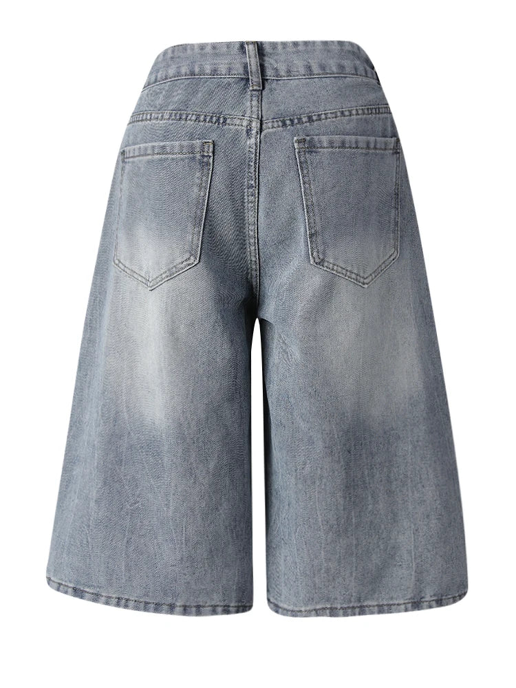 High Waist Black Denim Casual Knee Length Wide Leg Jeans New Women Trousers Fashion Tide Spring Summer 2025 CPG3271