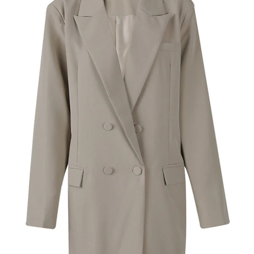 Load image into Gallery viewer, Big Size Khaki Long Blazer Wide Leg Pants Two Piece Suit New Lapel Long Sleeve Women Fashion Tide Spring Autumn 2025
