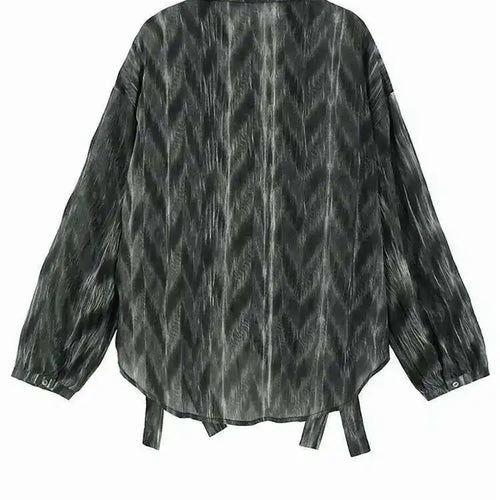 Load image into Gallery viewer, Women Coffee Tie Dye Ribbon Big Size Casual Blouse New Lapel Long Sleeve Shirt Fashion Tide Spring Autumn 2025 1DH5309
