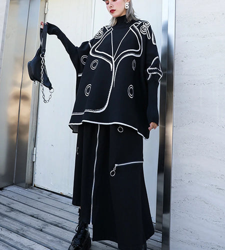 Both Side Wear Big Size Knitting Sweater Turtleneck Long Sleeve Women Pullovers New Fashion Autumn Winter 2025 1DE3629