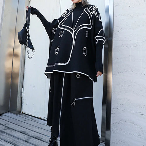 Load image into Gallery viewer, Both Side Wear Big Size Knitting Sweater Turtleneck Long Sleeve Women Pullovers New Fashion Autumn Winter 2025 1DE3629
