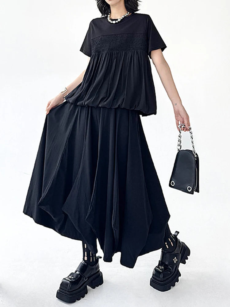 High Elastic Waist Black Brief Shaped Long Wide Leg Pants New Trousers Women Fashion Tide Spring Autumn 2025 1DJ0797