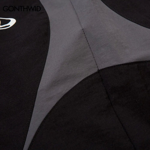 Load image into Gallery viewer, Men Vintage Black Sports Pants Y2K Vintage Patchwork Joggers Baggy Pants Hip Hop Casual Drawstring Waist Quick Drying Trousers
