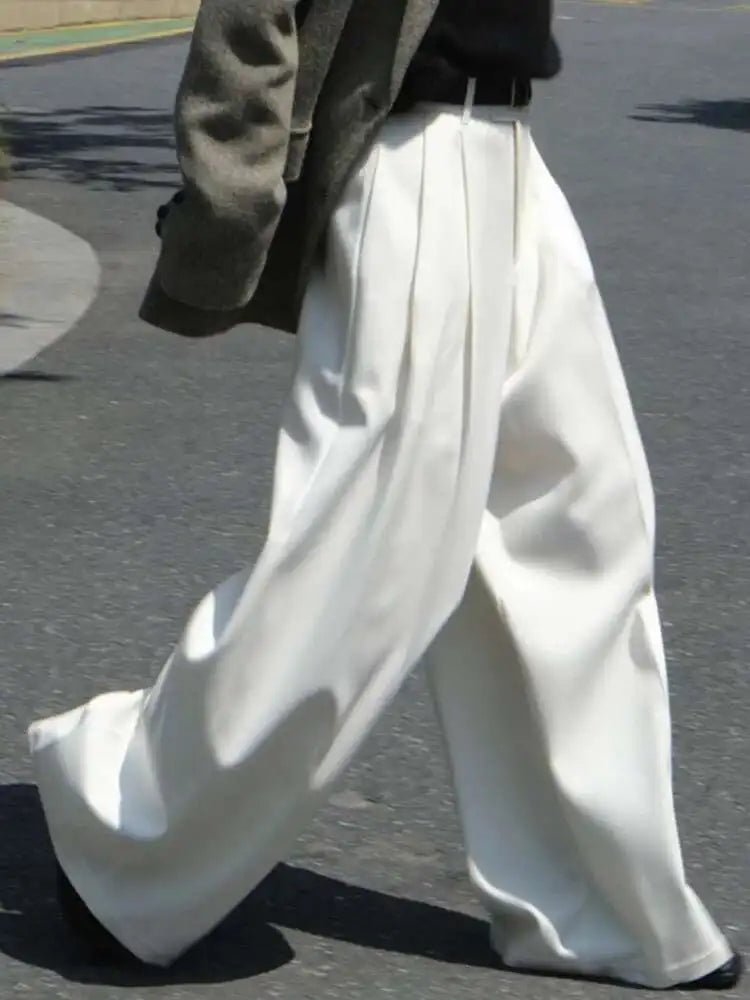 High Waist Khaki Pleated Long Wide Leg Elegant Pants New Loose Fit Trousers Women Fashion Tide Spring Autumn 2025 1DF2195