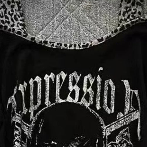 Load image into Gallery viewer, Y2k Aesthetics Irregular Leopard Patchwork Vintage T-shirt Streetwear Skull Printing Tshirt Harajuku Slim Fit Fairy Grunge Tops
