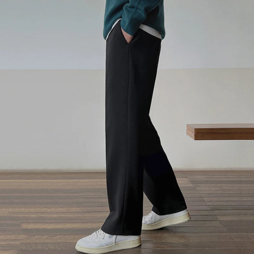 Load image into Gallery viewer, Men&#39;s Straight Suit Pants Korean Fashion Pleated Pockets Loose Male Wide Leg Trousers Casual Solid Color 9C3344
