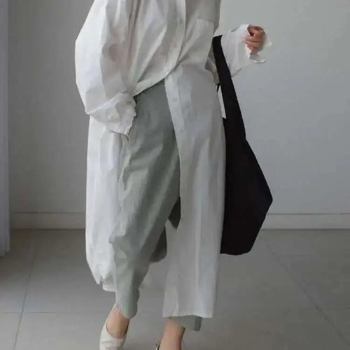 Load image into Gallery viewer, Women White Brief Long Big Size Blouse New Lapel Long Sleeve Loose Fit Shirt Fashion Tide Spring Autumn 2025 1DH0485
