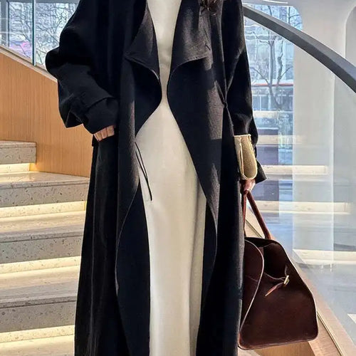 Load image into Gallery viewer, Women Khaki Irregular Big Size Long Trench New V-neck Long Sleeve Windbreaker Fashion Tide Spring Autumn 2025 1DH4760
