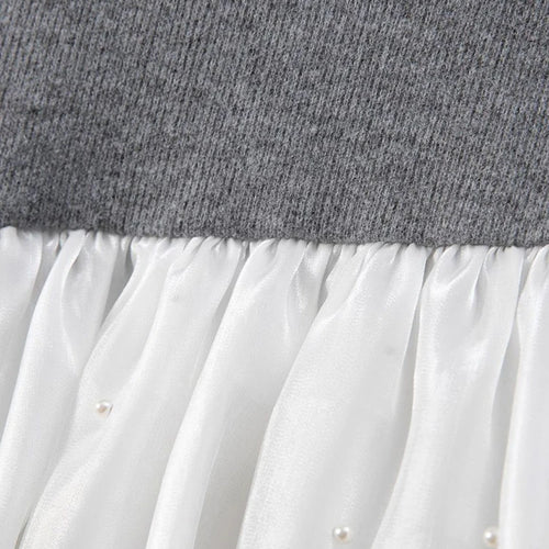 Load image into Gallery viewer, Gray Ruffles Slim Bud Sweater Round Neck Long Puff Sleeve Women Pullovers New Fashion Tide Spring Autumn 2025 1DJ1487
