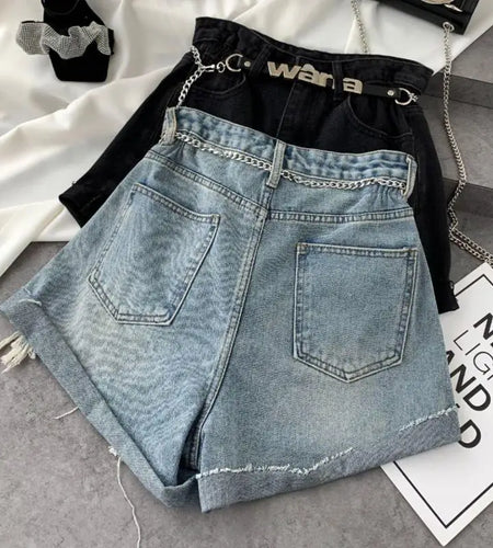 2023 Shorts Women Chic All-match Korean Casual Harajuku Teens Denim Short Trouser Basic Loose Wide-leg Womens Clothing