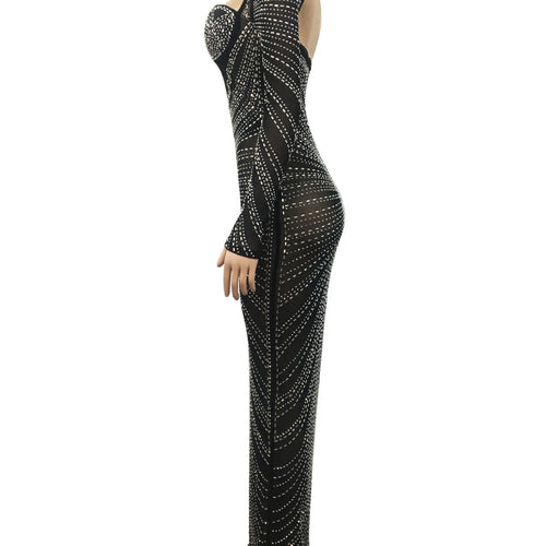 Load image into Gallery viewer, Glitter Mesh See Through Party Maxi Dress For Women Fashion Full Sleeve Bodycon Sexy Club Long Evening Dress Vestido
