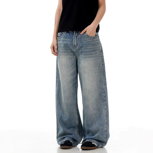 Load image into Gallery viewer, Men Jeans New American Style High Street Stylish Loose Cat Whisker Wide Leg Male Denim Pants Casual Handsome Trendy 9W1718
