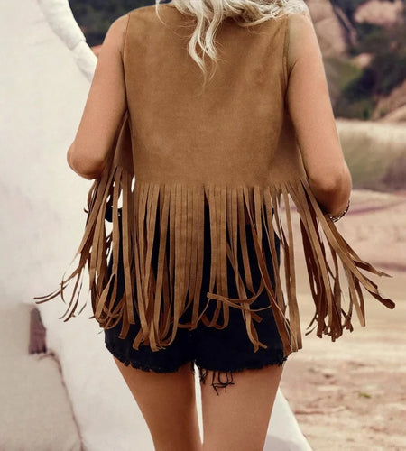 y2k Waistcoat Vest Women Cowgirl Clothes Open Front Sleeveless Faux Suede Rivet Tassel Jacket Vest Hippie Costumes