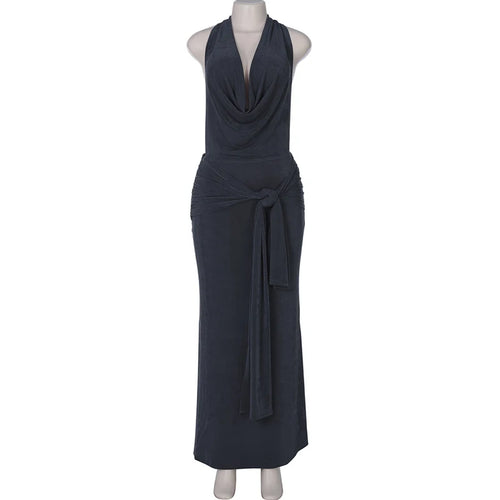 Load image into Gallery viewer, Deep V Neck Backless Sexy Maxi Dress For Women Elegant Hollow Out Bandage Sleeveless Bodycon Club Long Dress Fashion
