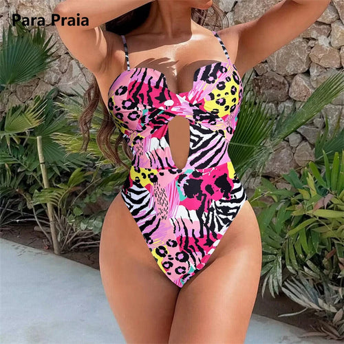 Load image into Gallery viewer, Sexy Leopard Print Women One Piece Swimwear 2025 High Waist Backless Monokini Hollow Out Bathing Suit
