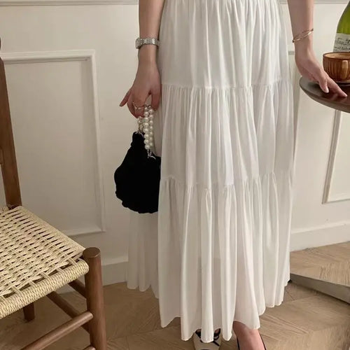 Load image into Gallery viewer, Spring Summer New Solid Elegant Slim Vacation Party Pleated Skirt Women's French Fashion Office Long Skirt Trend Ladies Clothing
