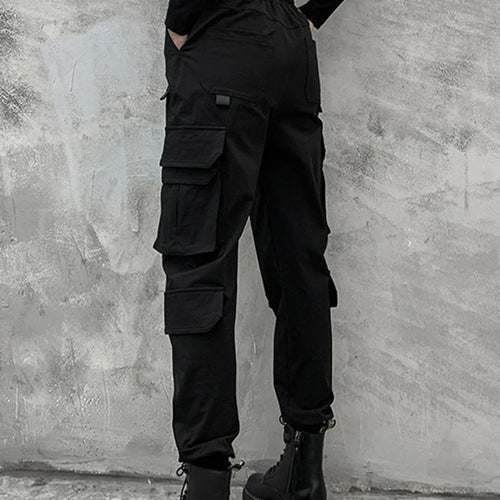 Load image into Gallery viewer, Black Pockets High Elastic Waist Long Harem Trousers New Loose Fit Pants Women Fashion Tide Spring Autumn 2025 1DD2683

