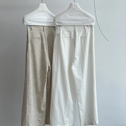 Load image into Gallery viewer, High Waist White Linen Thin Pleated Casual Long Wide Leg Pants New Trousers Women Fashion Tide Spring Autumn 2025 1DJ1299
