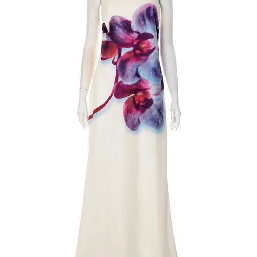 Load image into Gallery viewer, Floral Print Strapless Sexy Maxi Dress For Women Gown Off-shoulder Backless Sleeveless Elegant Long Dress Fashion
