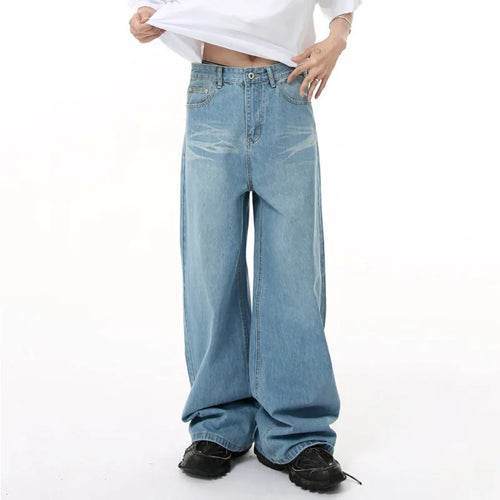 Load image into Gallery viewer, Men&#39;s Jeans New Korean Washed Stripe Wide Leg Style Drape Simple Fashion Menwear Simple Male Bottoms Summer 2025 9W1693
