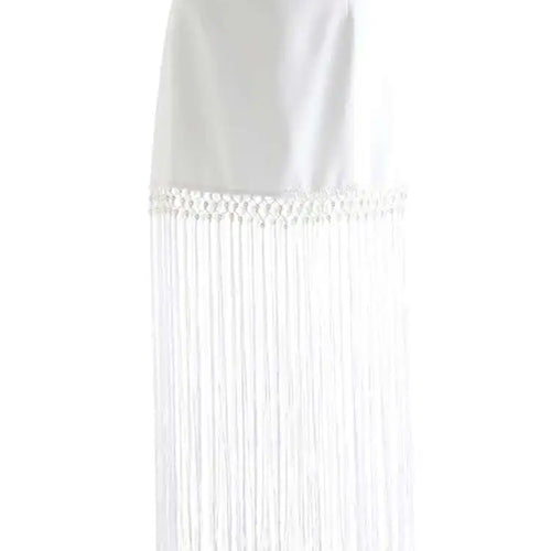 Load image into Gallery viewer, High Waist Black White Nailed Tassels Elegant A-line Half-body Skirt Women Fashion Tide New Spring Autumn 2025 1DH9909
