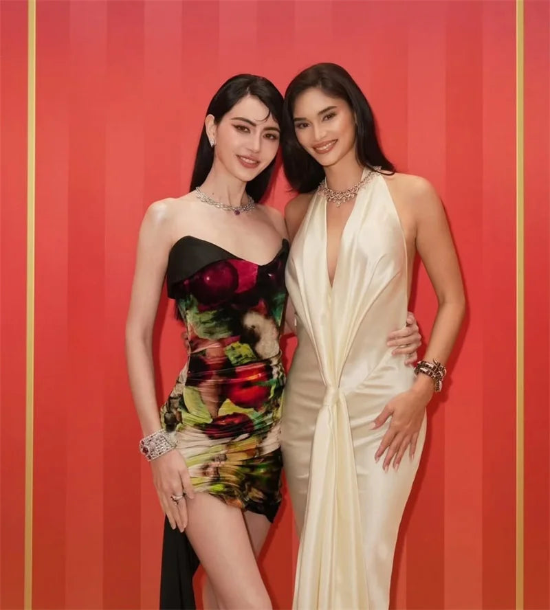 Satin Deep V Neck Backless Sexy Maxi Dress Women Elegant Halter Sleeveless Lace-up High Waist Draped Ruched Long Dress