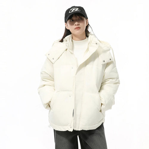 Load image into Gallery viewer, Simple Men&#39;s Padded Jackets Hooded Drawstring Solid Color Warm Short Parkas Korean Casual Male Thckened Coats Tide 9C9343
