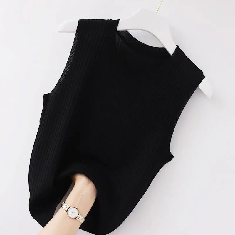 Camisole Summer Cropped Knit Slim Sleeveless Tops Female Fashion 2024 Chic Lady Crop Top Solid Tank Tops Femme
