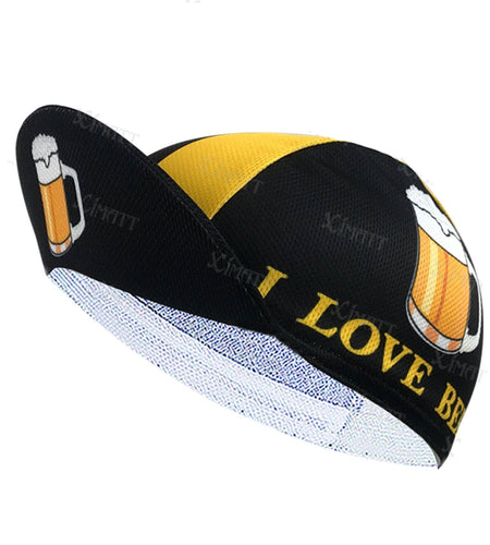 Classic Funny Beer Series Riding Cap Summer Breathable  Bouncy Retro Black Yellow Creative Balaclava Unisex Cycling Hat