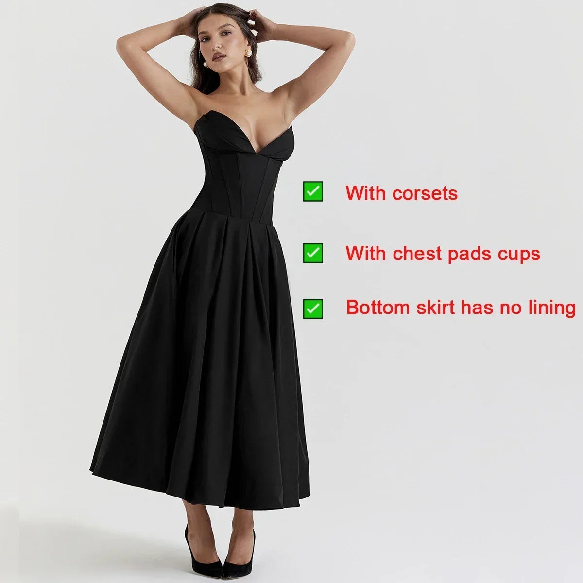Summer Formal Occasion Strapless Dress Sexy Elegant Fit and Flare Birthday Party Dresses Red Women's Clothing