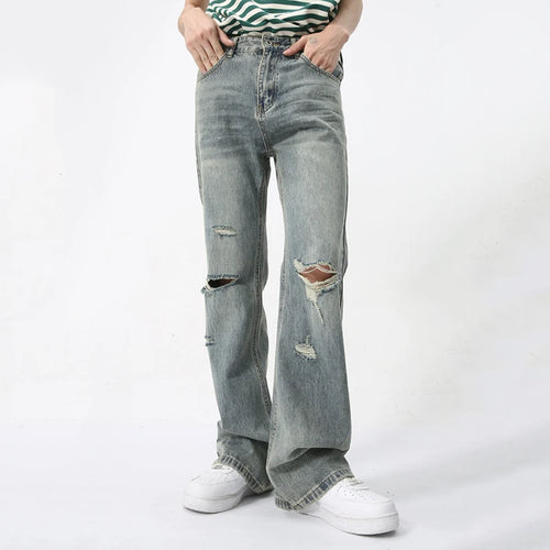 Load image into Gallery viewer, Men&#39;s Ripped Jeans High Street Summer Fashion Hip-hop Loose Zipper Opening Design Personality Denim Pants 9C5903
