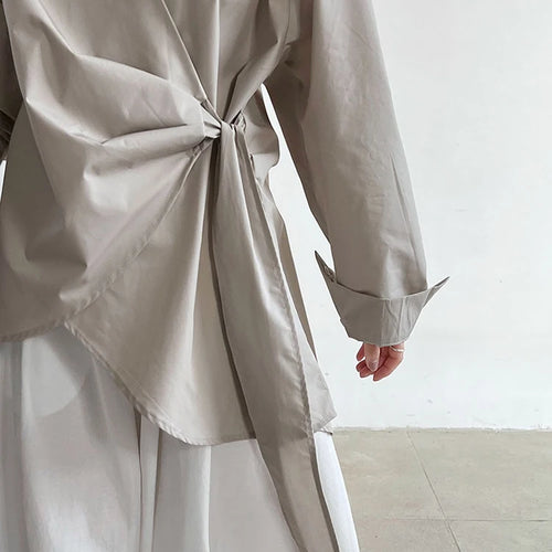 Load image into Gallery viewer, Women Black Bandage Elegant Irregular Big Size Blouse New V-neck Long Sleeve Shirt Fashion Tide Spring Autumn 2025 1DJ0509
