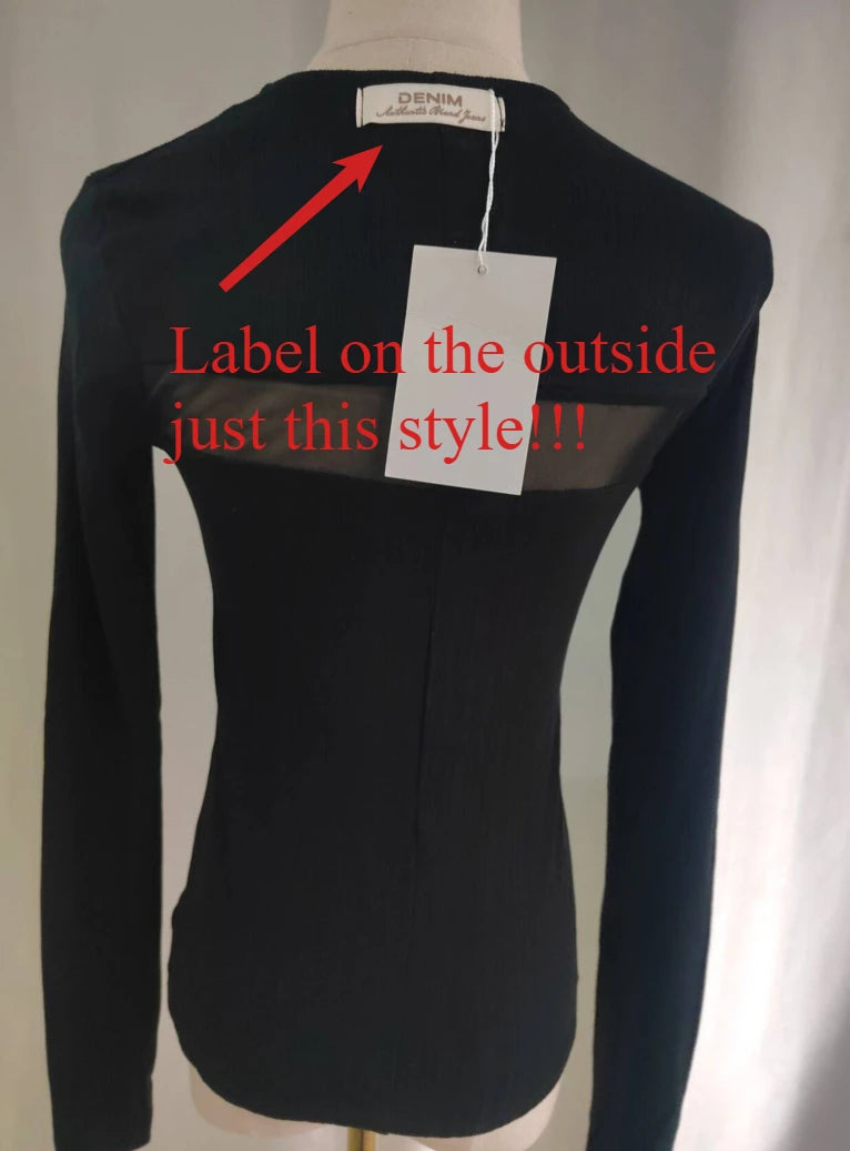 See Through Sexy Black Gothic Tshirts Y2k Aesthetic Cross Gauze Patchwork Women Tees Casual Grunge Harajuku T-shirt Femme