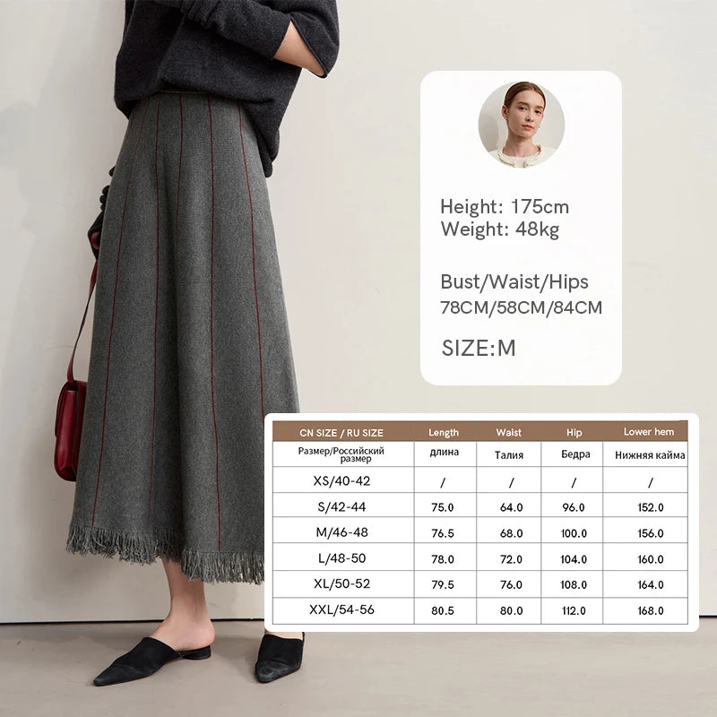 Women's Skirt 2025 Winter New Knitting Striped Tassel A-Line Skirts For Women Versatile Loose Clothing Ladies 12544168
