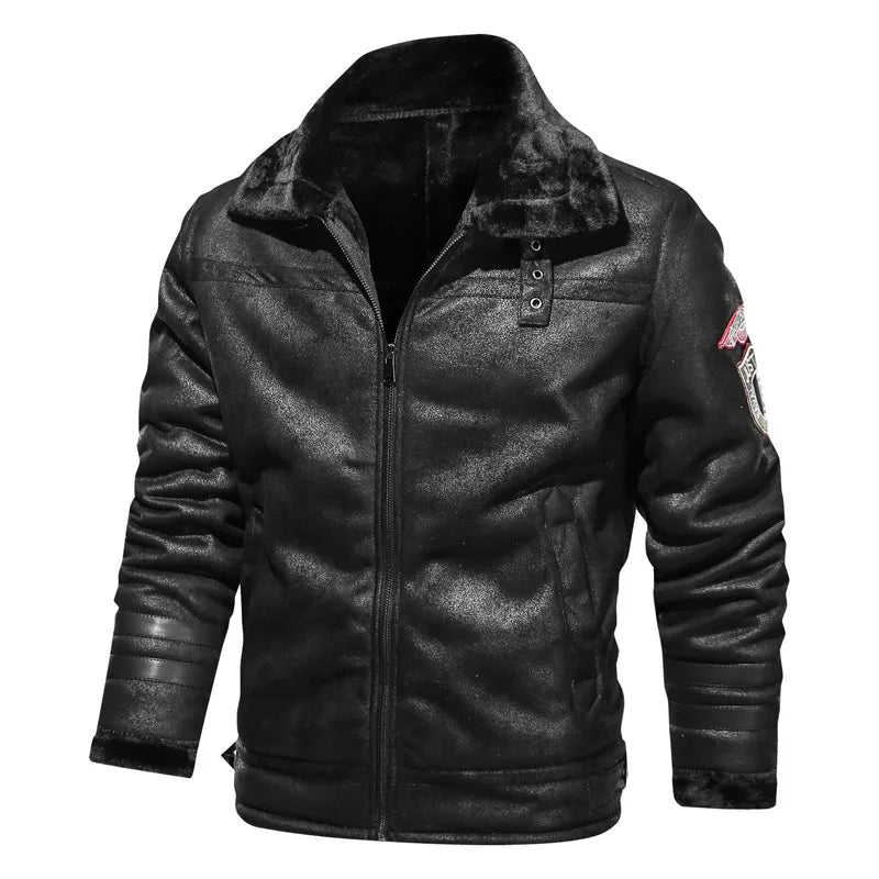 Jacket Tactical Faux Leather Jackets Outwear Fleece Coats Fur Inner Windbreaker Men's Winter Thick Warm Military Bomber Pu