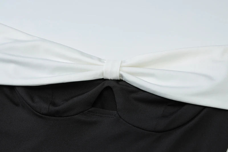 Off-shoulder Backless Sexy Mini Dress For Women Robe Fashion Patchwork Strapless Sleeveless Split Club Party Dress