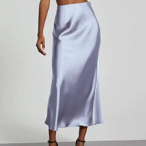 Load image into Gallery viewer, Fashion Satin Party Long Skirt High Waist Solid Color Casual Basic Women Skirts Fishtail Skirt Chic Summer Woman Clothing 2025
