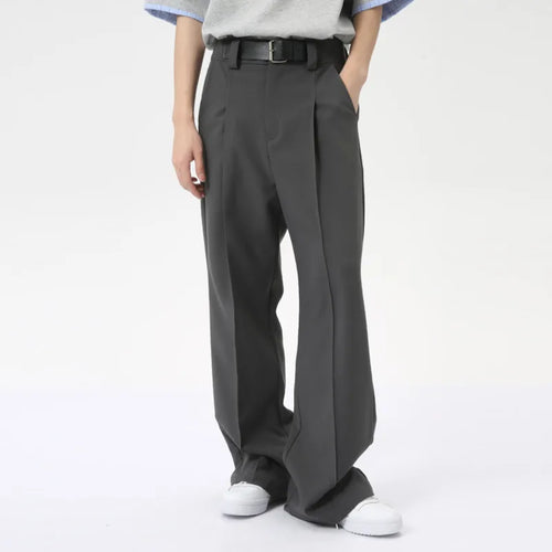 Load image into Gallery viewer, Fashion Men&#39;s Suit Pants Loose Belt Design Wide Leg Straight Casual Trousers Solid Color New Chic Summer 9C6278
