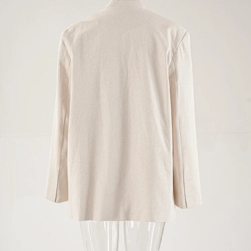 Load image into Gallery viewer, Women Beige Design Buttons Big Size Elegant Blazer New Stand Collar Long Sleeve Jacket Fashion Spring Autumn 2025  CPG1920
