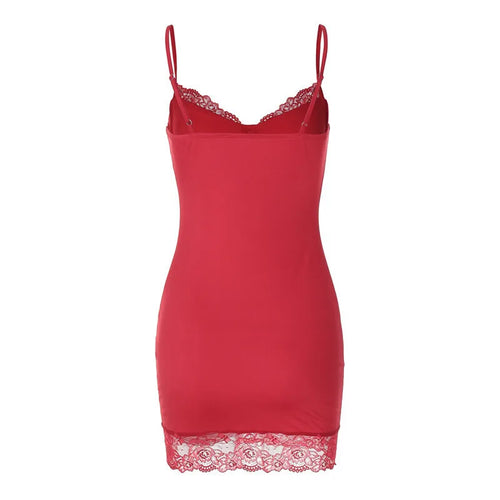 Load image into Gallery viewer, Spaghetti Strap Lace Sexy Mini Dress For Women Red Off-shoulder Strapless Sleeveless Backless Slim Fit Bodycon Dress
