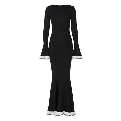 Load image into Gallery viewer, Flare Sleeve Sexy Bodycon Elegant Long Sleeve Maxi Dress Women High Waist Square Collar Evening Dress Female Clothes
