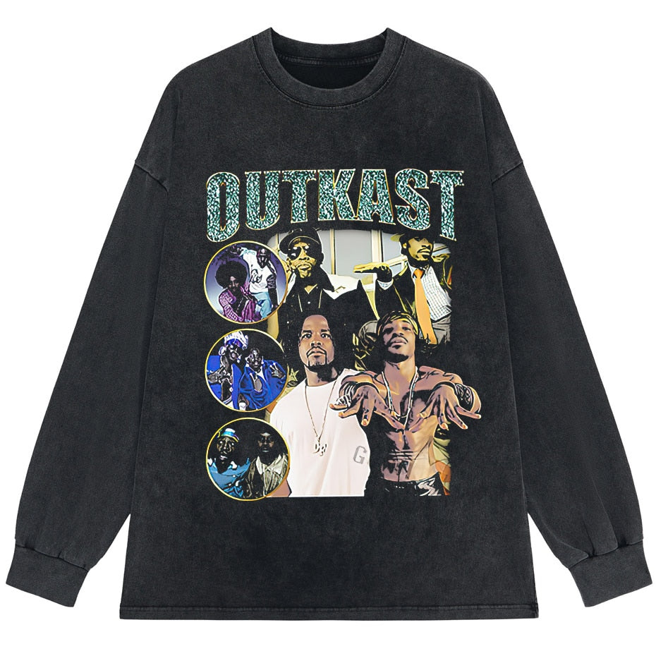 Vintage 90s Hip Hop long T Shirt Women Retro Washed 100% Cotton Tops Tees Tupac Travis Palyboi Rap Tshirt v1
