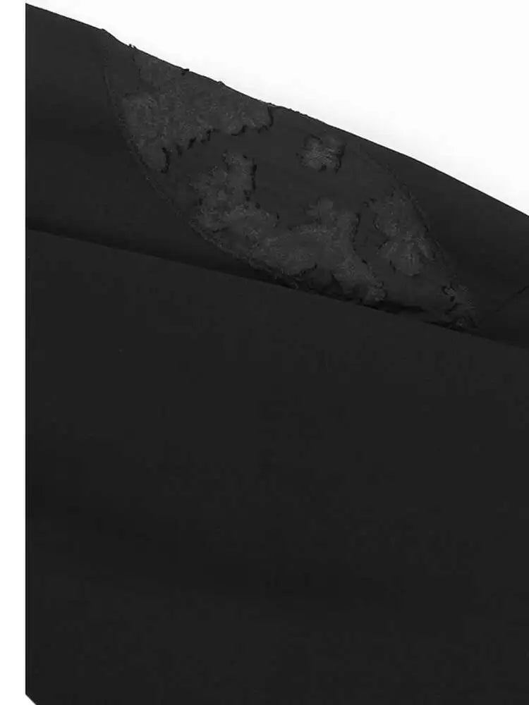 Black Lace Hollow Out Casual Sweatshirt New Round Neck Long Sleeve Women Big Size Fashion Tide Spring Autumn 2025 1DH7096